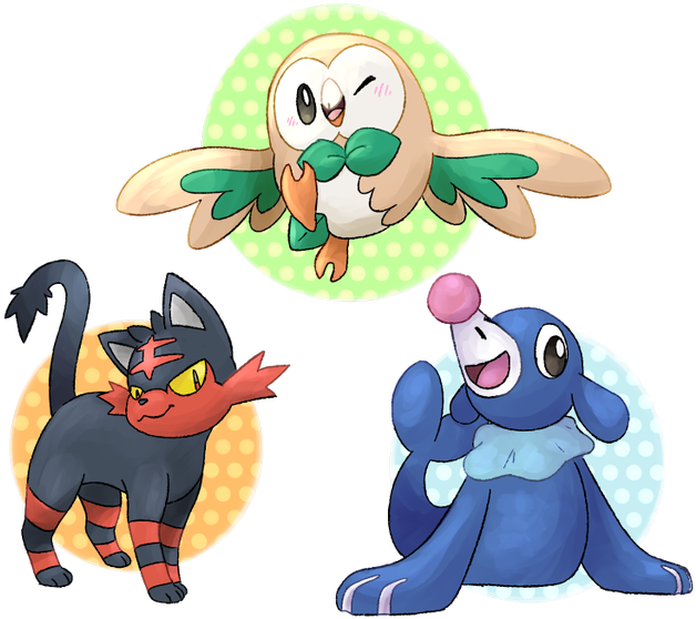 #pokemonsunmoon #rowlet #litten #popplio Https - Cartoon (680x558), Png Download