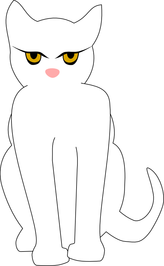 Dark Cat Black White Clipartist - Cat Black And White Net Png (555x899), Png Download