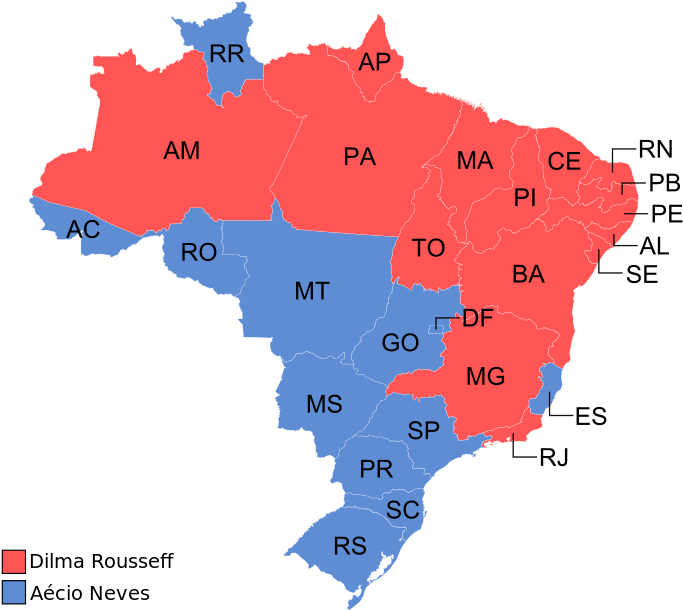 Mapa Mostrando O Resultado Da Eleição Presidencial - Brazil Election Map 2018 (700x615), Png Download