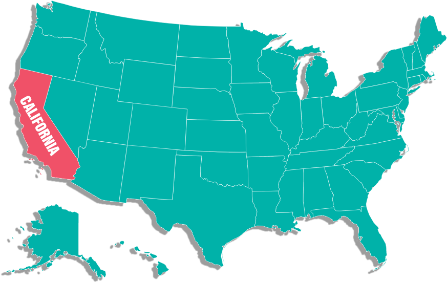 California, Estados Unidos - Blue Map Of Usa (942x561), Png Download
