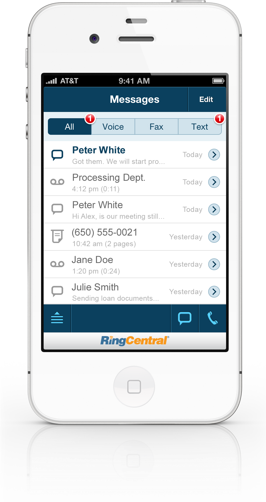 Ringcentral Business Phone System App With Sms - Ringcentral Sms (932x1802), Png Download