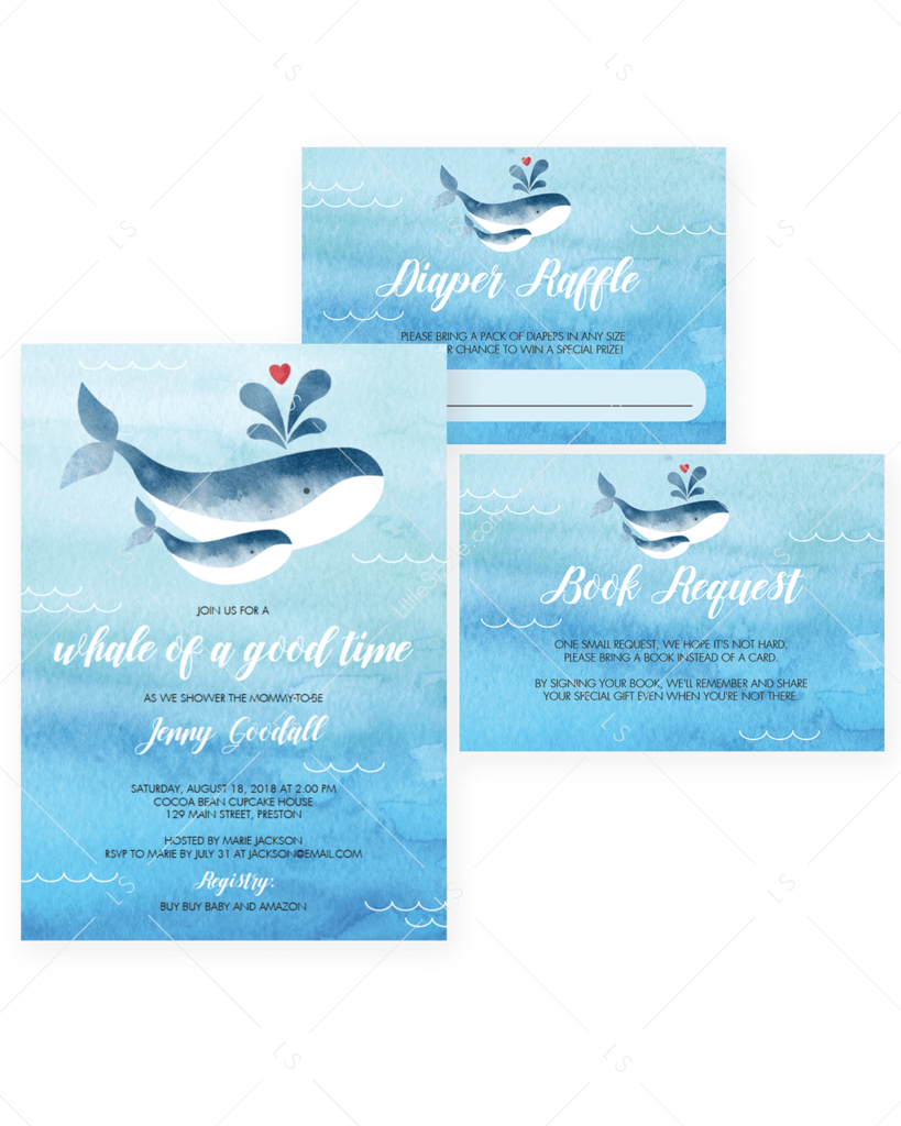Whale Baby Shower Invitation Set By Littlesizzle - Seabird (819x1024), Png Download