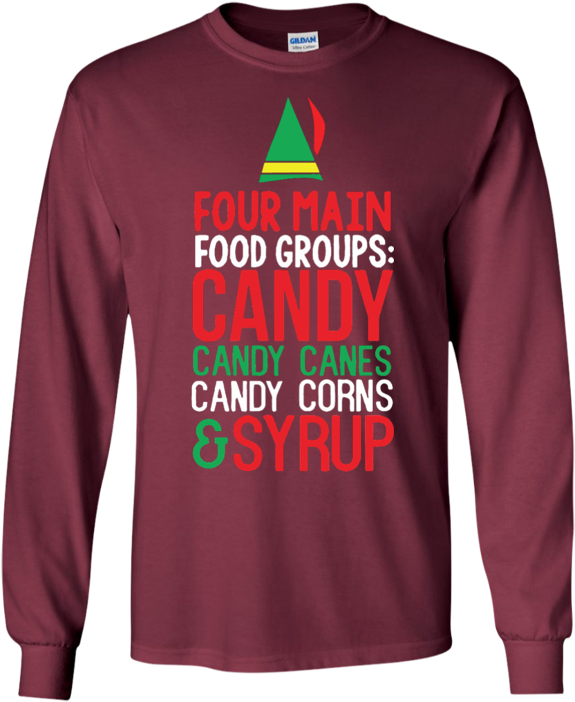 4 Main Food Groups Elf Buddy Christmas Holiday Movie - Loyola Sister Jean Shirt (1024x1024), Png Download