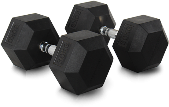 Gainmotion Black Hex Rubber Dumbbells 25kg Pair Gmdp-1725 - Dumbbell (700x700), Png Download