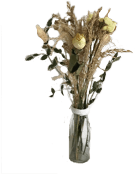 Small Bouquet Of Roses And Grasses - Vase (600x600), Png Download