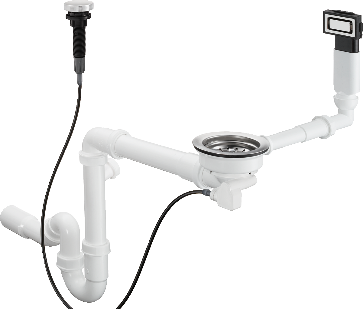 D12-11 Automatic Waste And Overflow Set For Sink - Drain (1201x1021), Png Download