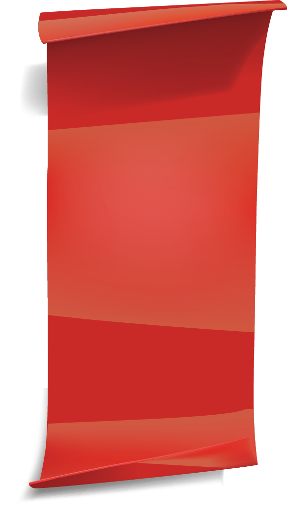 Red Ribbon Banner With Twist End - Paper (584x1044), Png Download