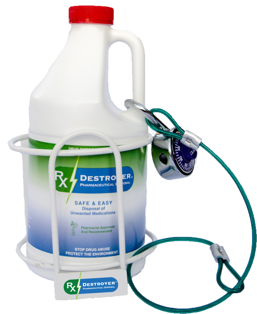 Rx Destroyer™ 64oz Wall Mount With Security Cable - Bottle (1060x1327), Png Download