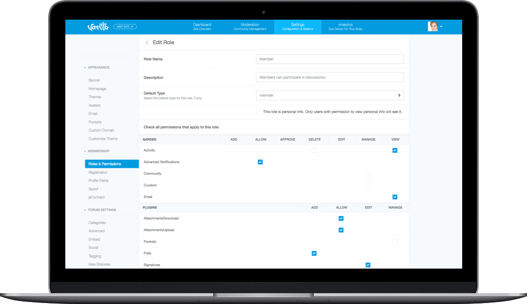 Roles And Permissions - Https Vanillaforums Com En Software (1073x618), Png Download