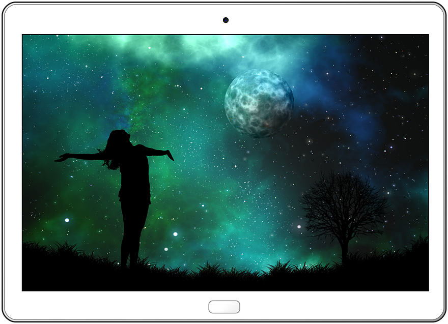 Tablet, Moon, Woman, Silhouette, Joy, Person, Human - Tu Das Was Dir Gut Tut (960x678), Png Download