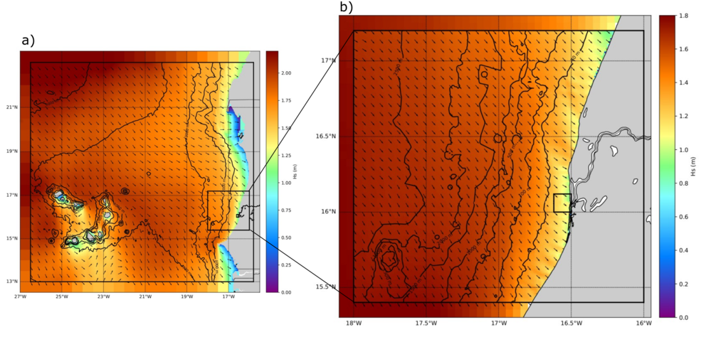 Senegal-mauritania Wave And Hydrodynamic Hindcast Models - Map (1000x500), Png Download