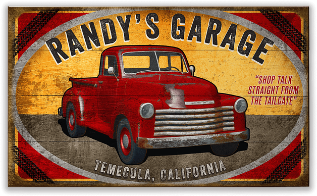 View Zoom Red Truck Garage Sign - Antique Car (730x730), Png Download