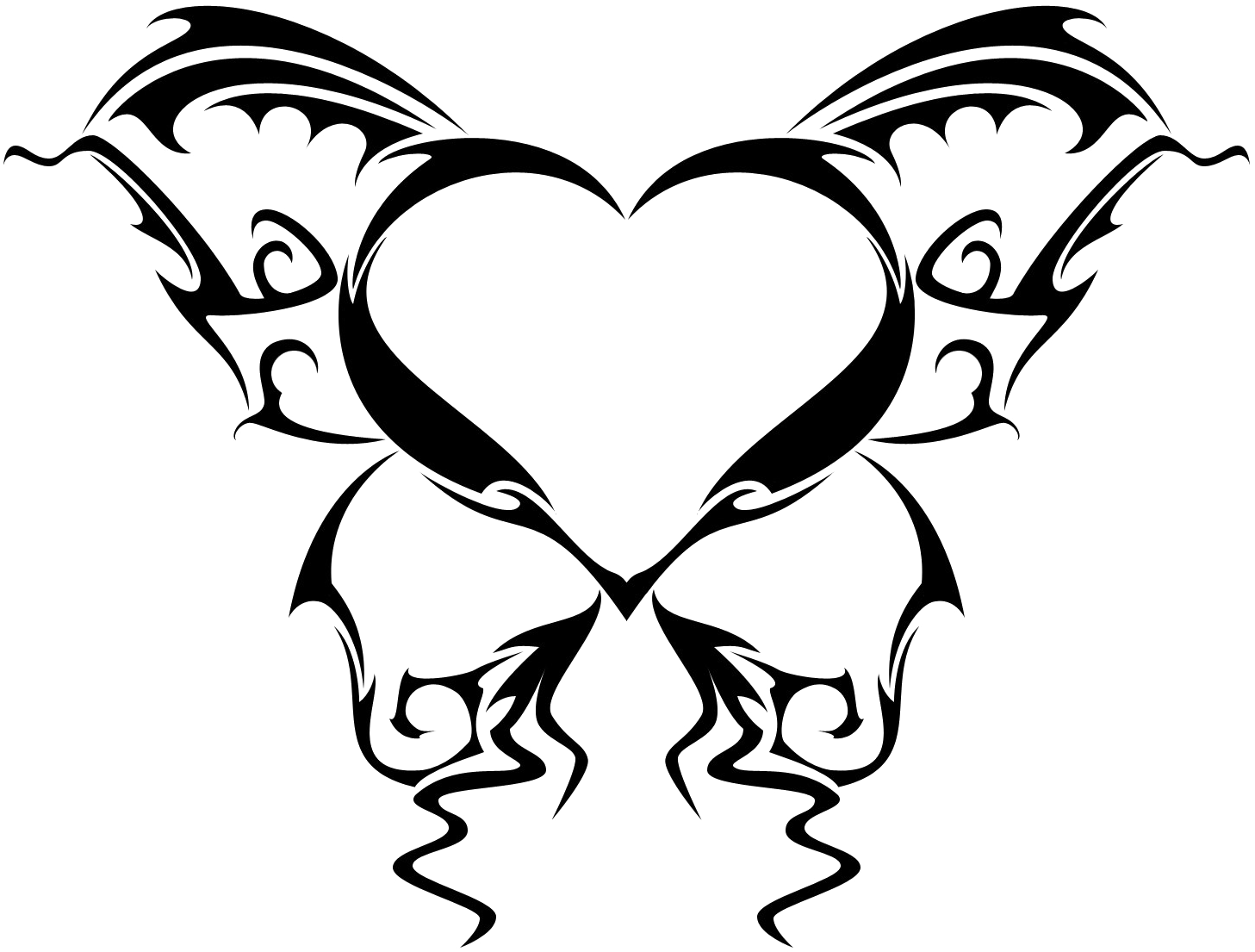 Wings Tattoo Png Picture - Heart Tattoo Design Png (1500x1196), Png Download