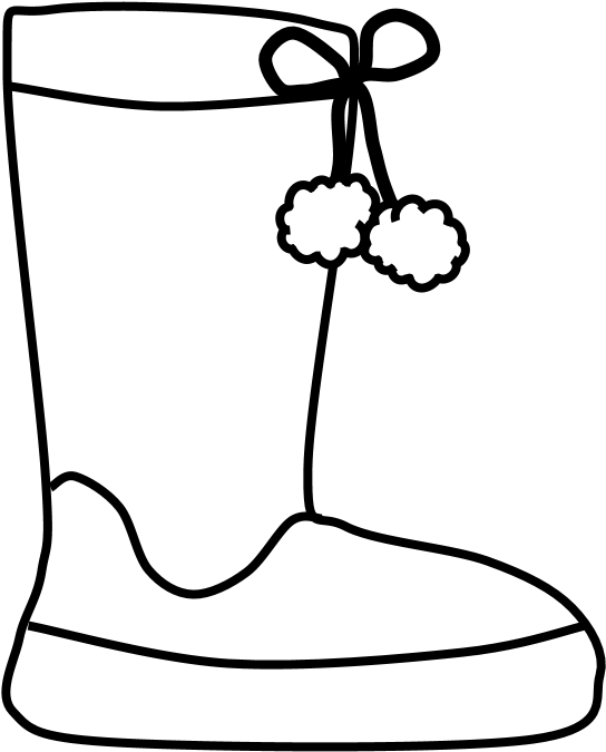 Boots, Pom-poms, Snow, Rain, Pink, Black And White, - Work Boots (816x1056), Png Download