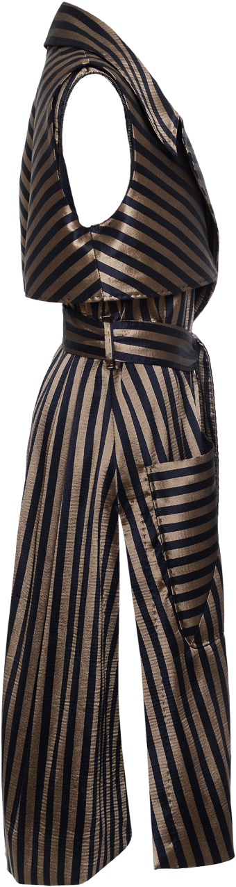 The Kyra Satin Striped Trench Coat - One-piece Garment (960x1440), Png Download