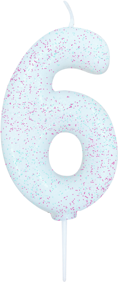 Age 6 Glitter Numeral Moulded Pick Candle White Iridescent - Illustration (726x1023), Png Download