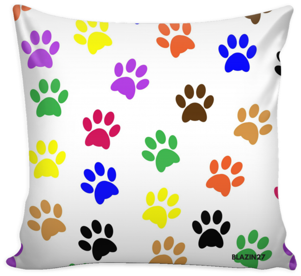Rainbow Dog Prints Pillow Cover - Paw (700x700), Png Download