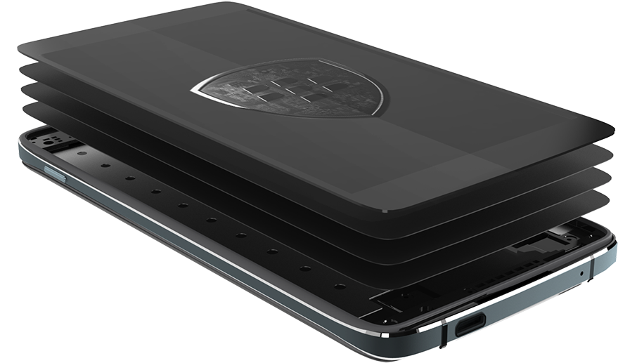 Blackberry Logo Shield Components - Blackberry Dtek50 (900x906), Png Download