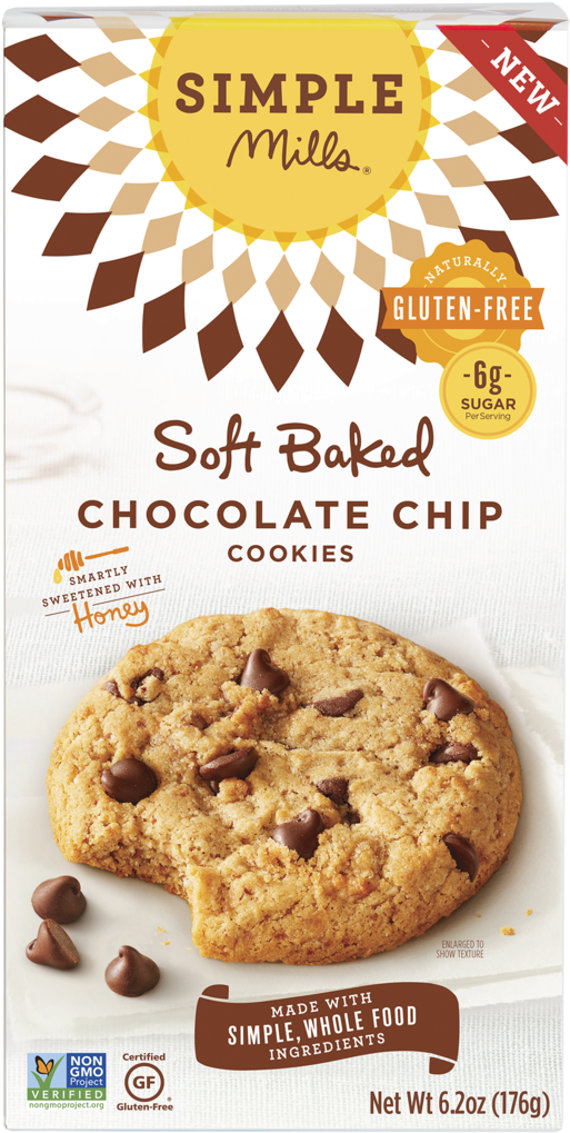 Soft Baked Chocolate Chip Cookies - Simple Mills Soft Baked Cookies (1024x1024), Png Download