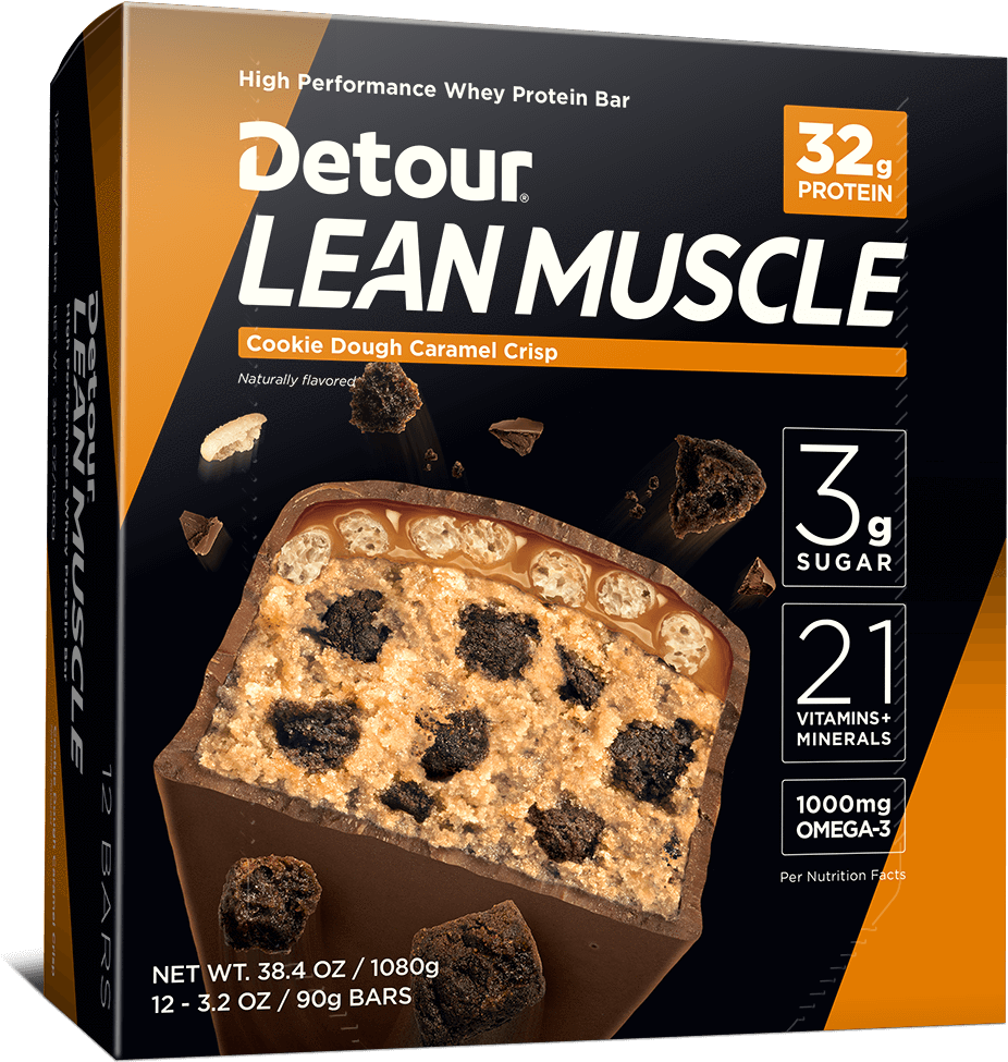Detour Lean Muscle Cookie Dough Caramel Crisp 12ct - Protein Bars In Saudi Arabia (1140x1140), Png Download