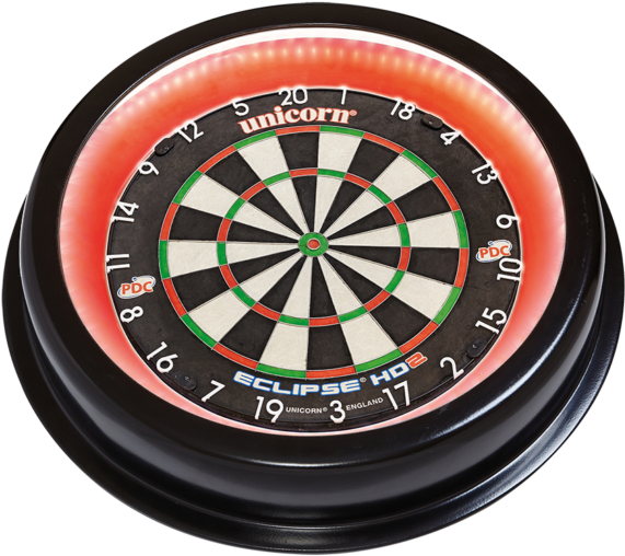 Unicorn Led Pro Solar Surround Slimline Dartboard Red - Dart Board (640x571), Png Download