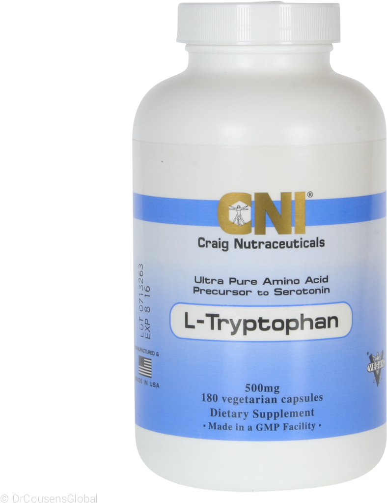 L-tryptophan 500mg Supplement, 180 Capsules, Cni - Craig Nutraceuticals L Tryptophan (1100x1100), Png Download