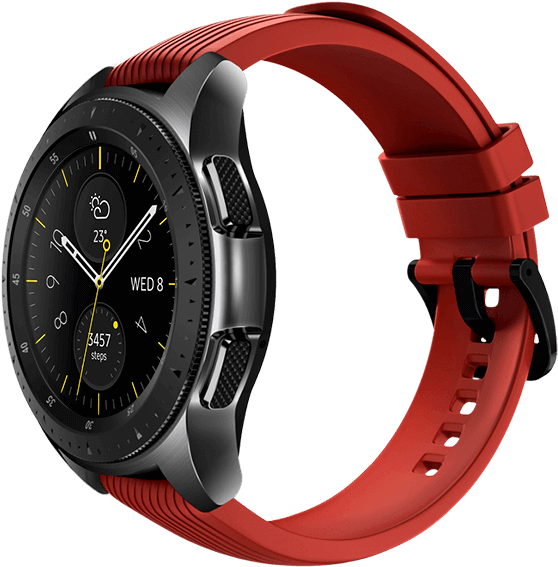 42mm Galaxy Watch In Midnight Black On Left With Tera-catta - Samsung Galaxy Watch 42mm (612x612), Png Download