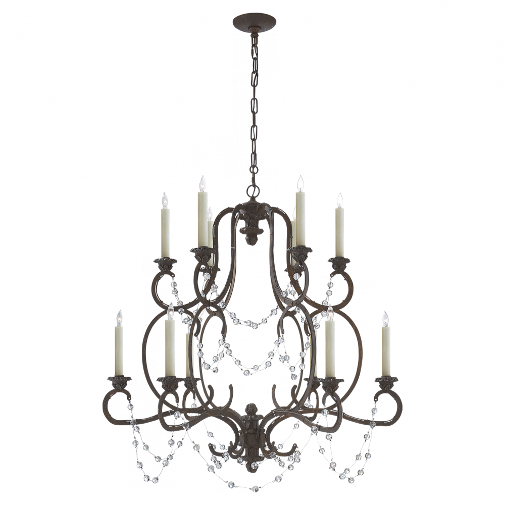 Lombardy Double Tier Chandelier In Rusted Steel - Chandelier (1000x1000), Png Download