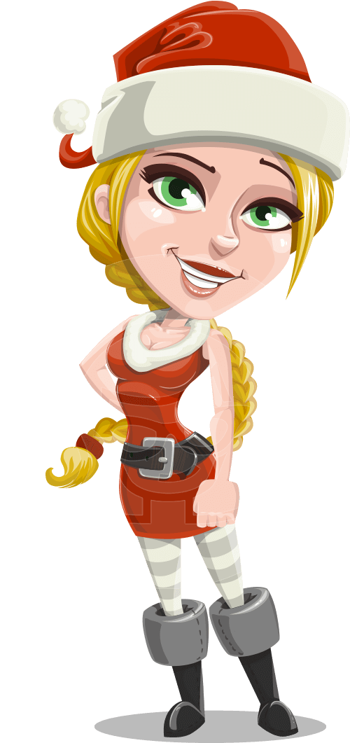 Mary Mistletoe - Woman Christmas Cartoon Png (571x1060), Png Download