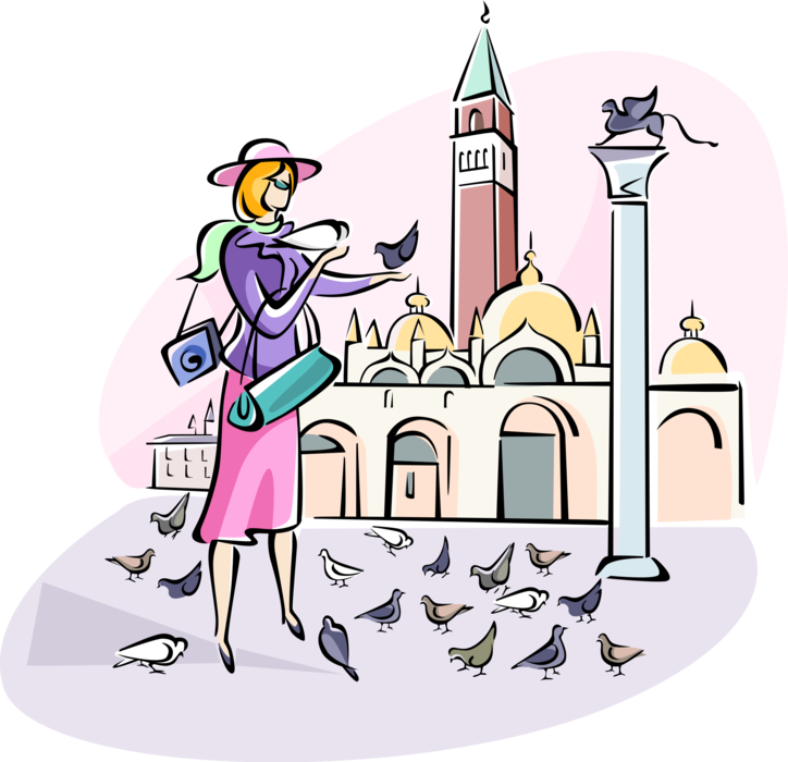 Vector Illustration Of Woman Feeding The Feathered - Illustration (724x700), Png Download