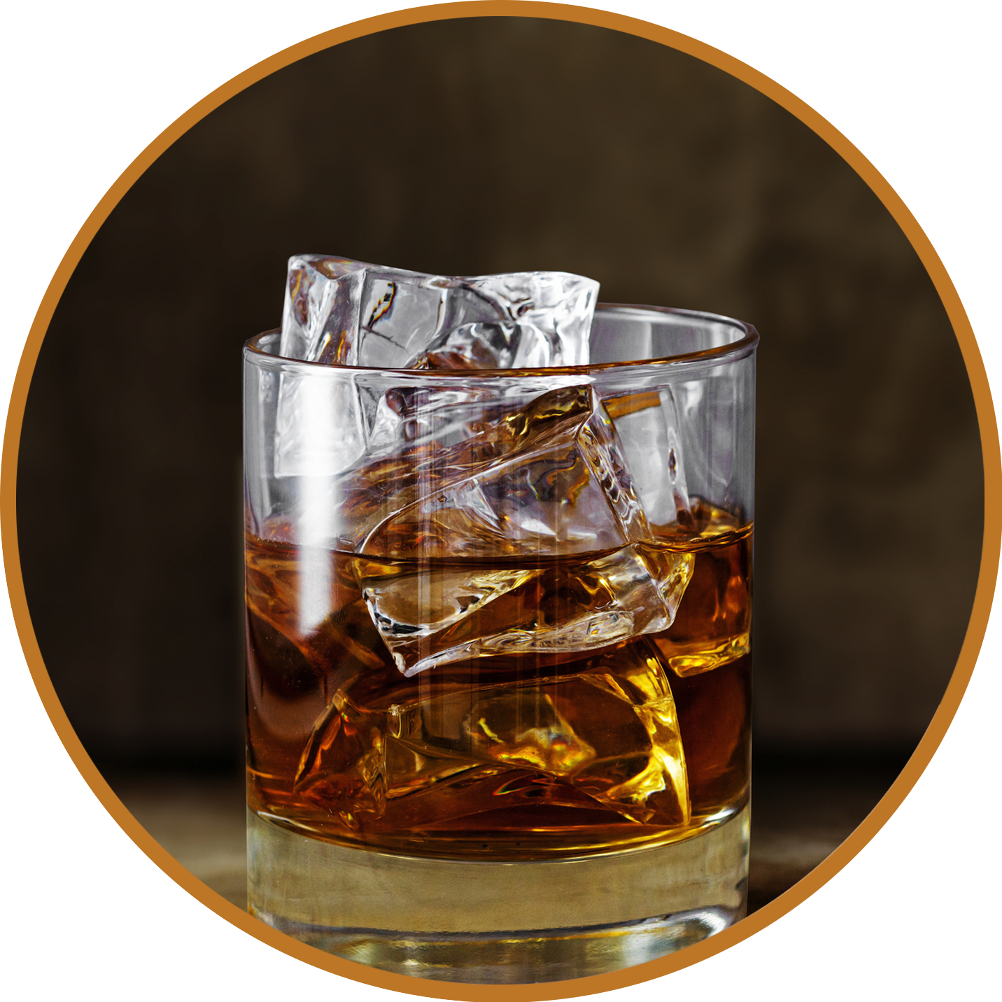 Circle-whiskey - Ice In Whiskey (1432x1432), Png Download