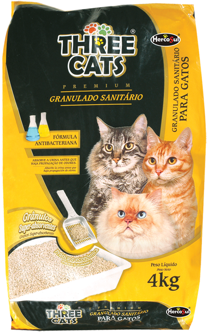 5bb7712b089bd Three Cats Granulado Frente - Areia Sanitaria Three Cats (700x700), Png Download