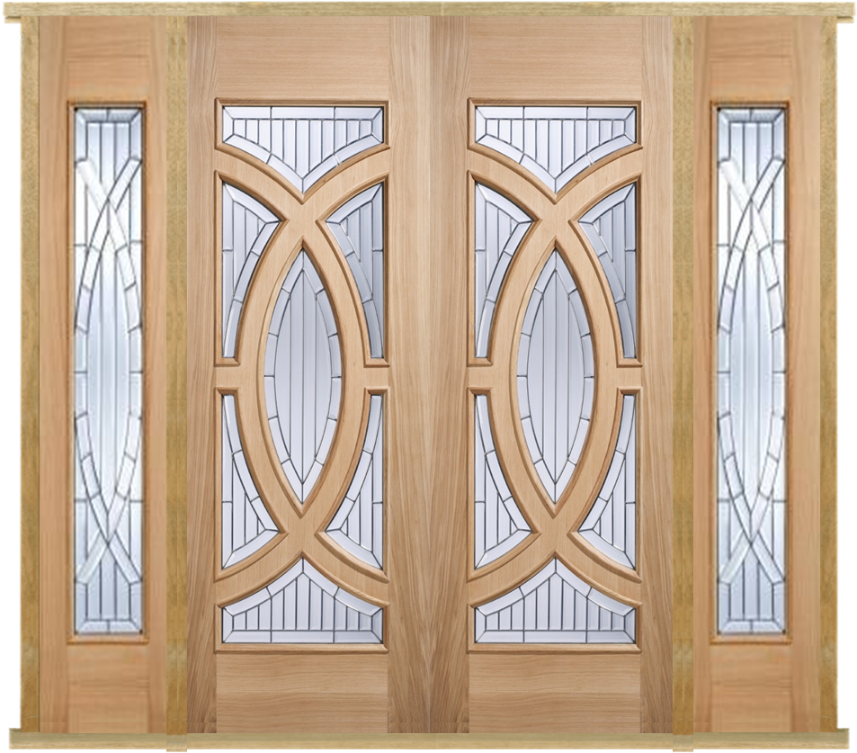 Moda Doors External Majestic Oak Ig Zinc Double Entrance - Home Door (1034x881), Png Download