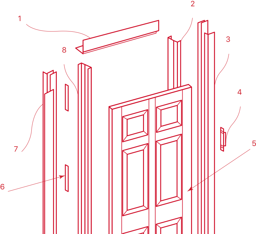 Door And Frame Diagram - Door (816x744), Png Download