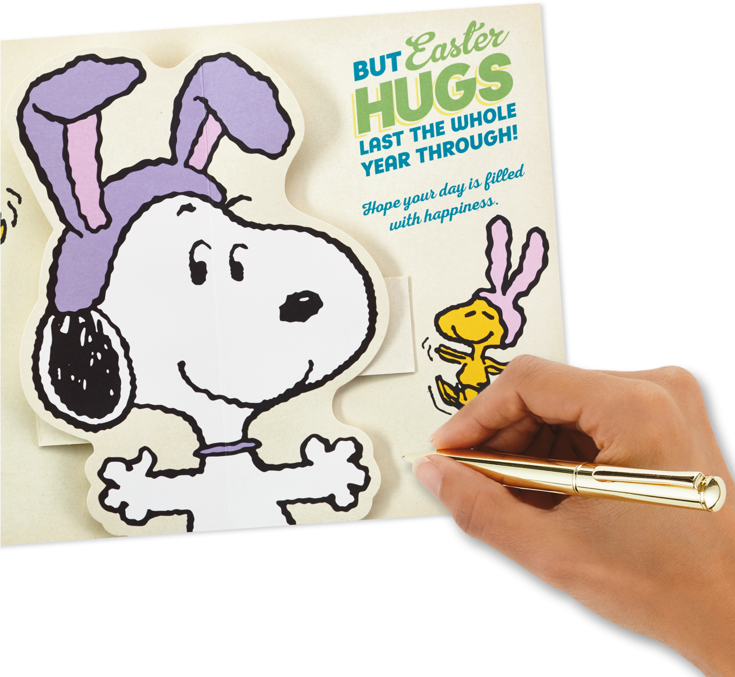 Peanuts® Snoopy With Bunny Ears Pop-up Easter Card - Cartoon (1470x1470), Png Download