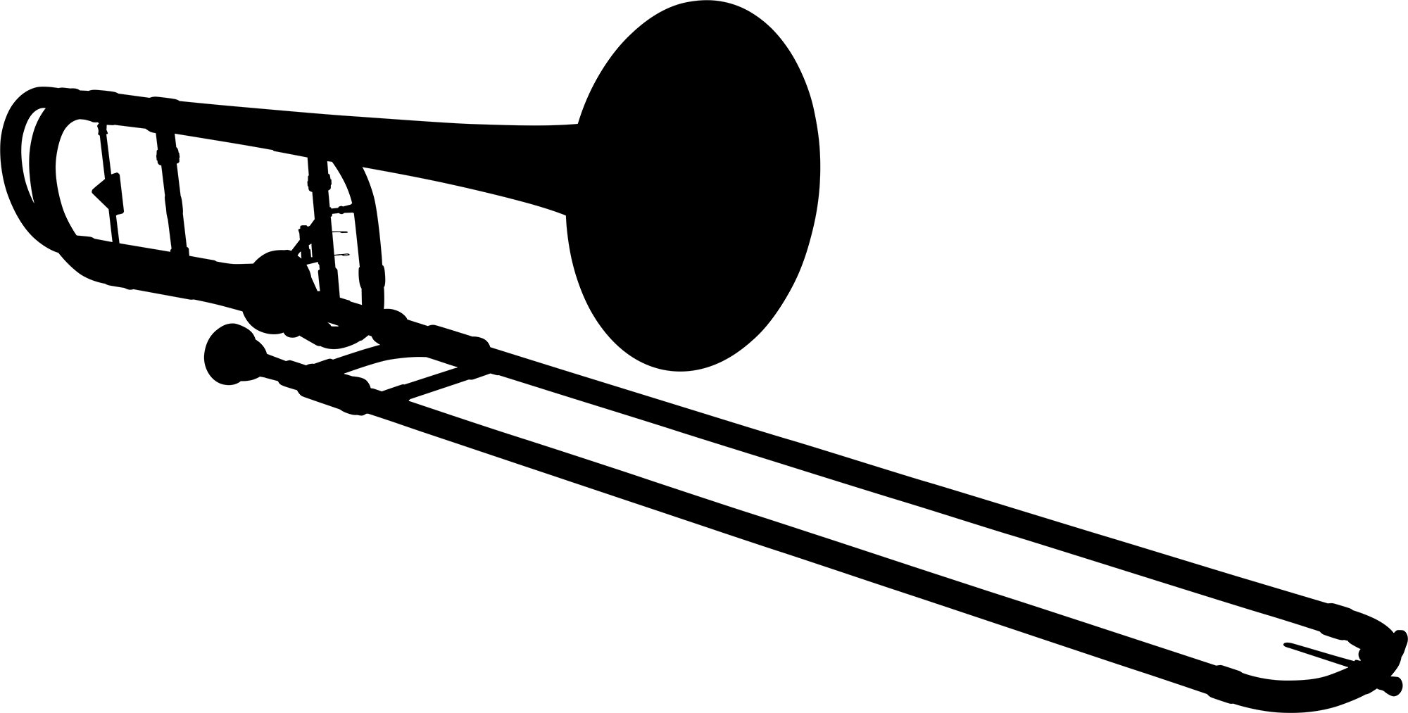 Trombone Silhouette - Types Of Trombone (2000x1013), Png Download