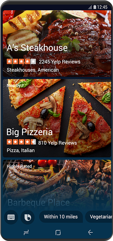 A Front View Of In-screen Showing Images Of Steak, - Smartphone (720x820), Png Download