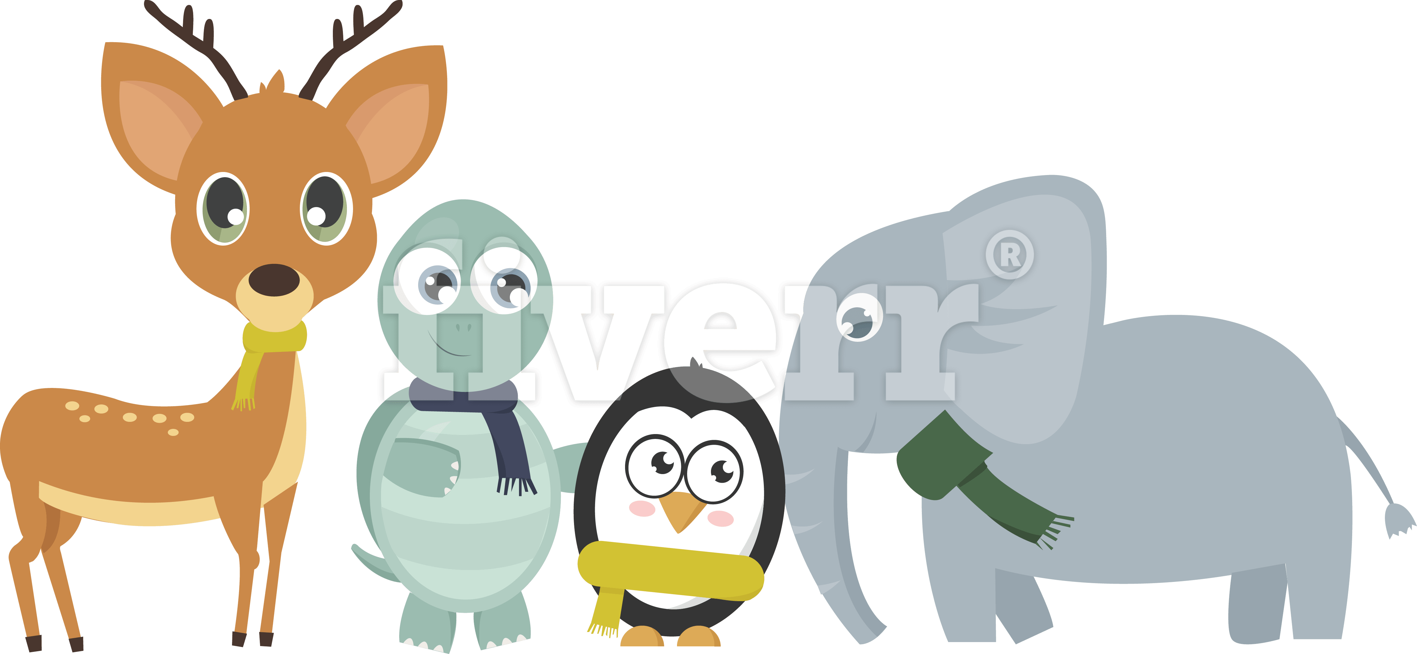 Create Cute Cartoon Animals Png Fiev High Cartoon Animals - Cartoon (4636x2141), Png Download