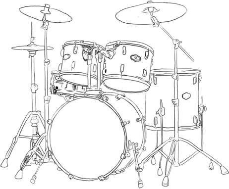 Drum Drawing At Getdrawings - Drum Set Drawing (481x391), Png Download