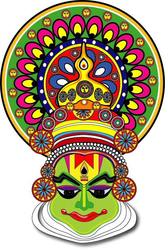 28 Collection Of Kathak Face Drawing - Kathakali Face Images Clipart (543x819), Png Download