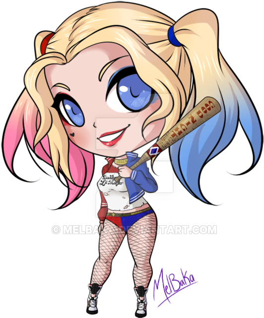 Suicide Squad Harley Chibi By Melbaka On Deviantart - Harley Quinn Anime Chibi (600x703), Png Download