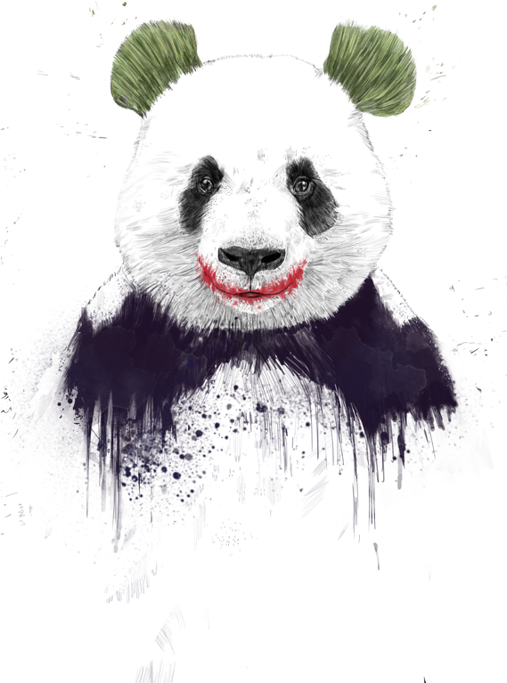 Joker Face Png For Kids - Panda Joker (606x909), Png Download
