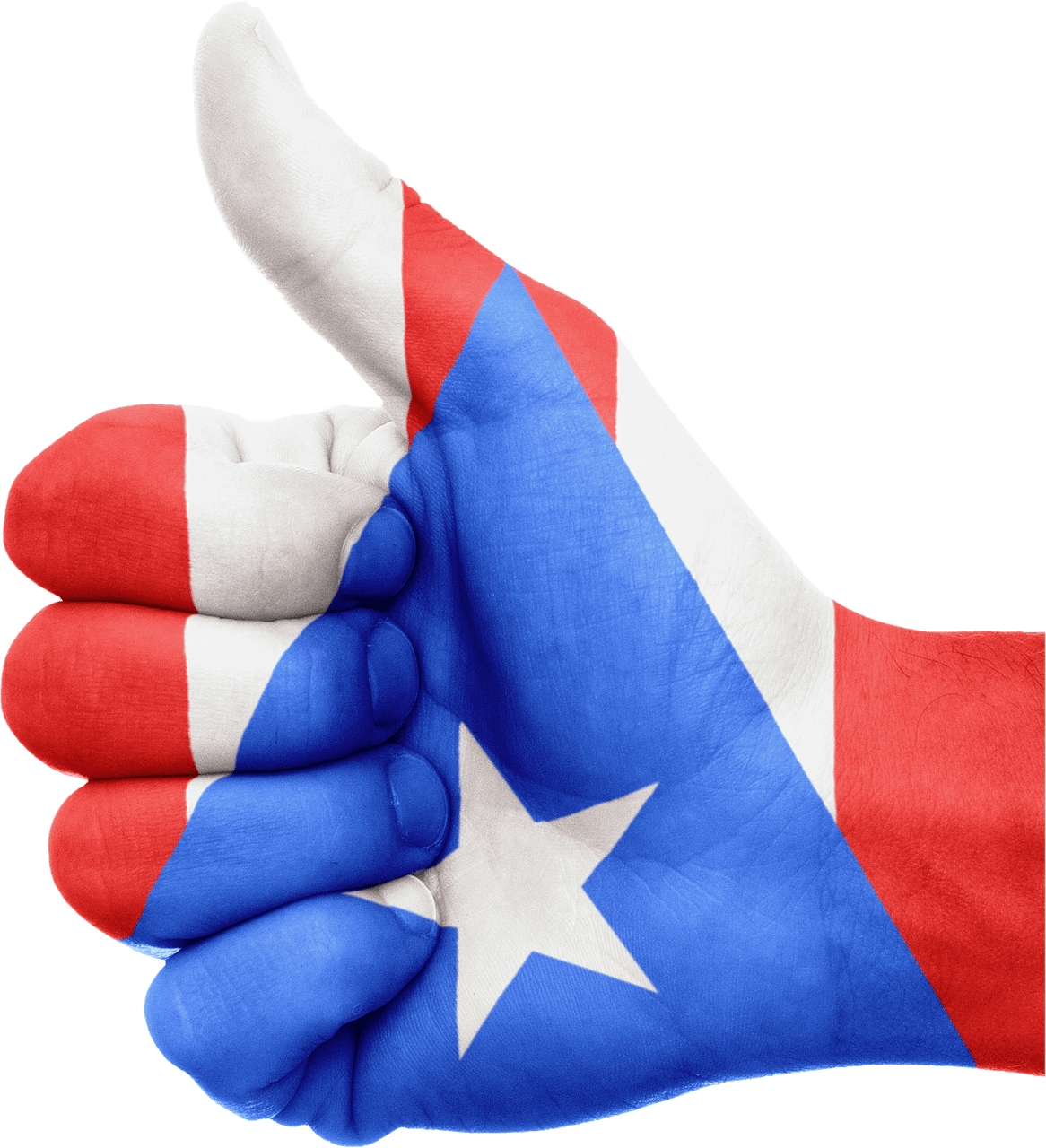 Puerto Rico State - Puerto Rico Flag Hand (932x1024), Png Download