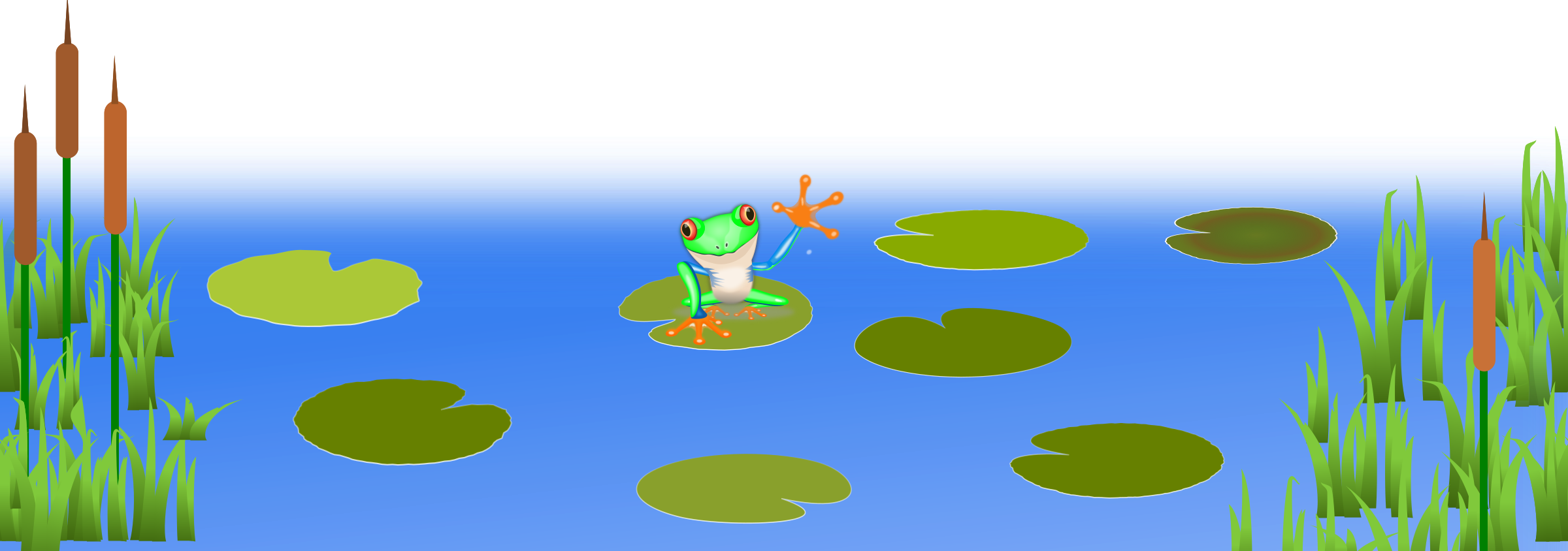 Frog On Bluish Pond Png Clip Arts For Web - Pond Scene Clip Art (900x316), Png Download