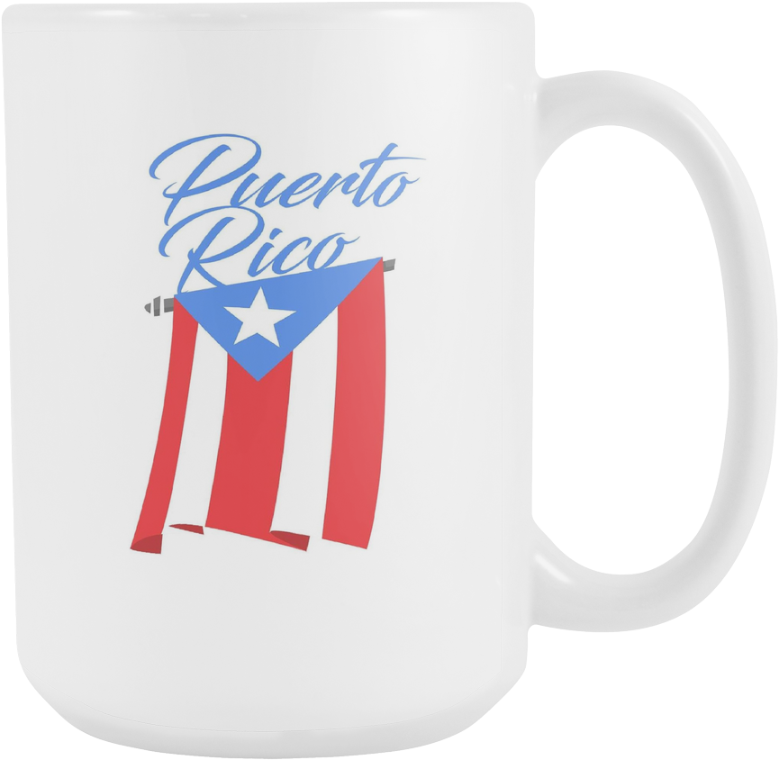 Big Puerto Rican Flag On Puerto Rican White Ceramic - Mug (1024x1024), Png Download