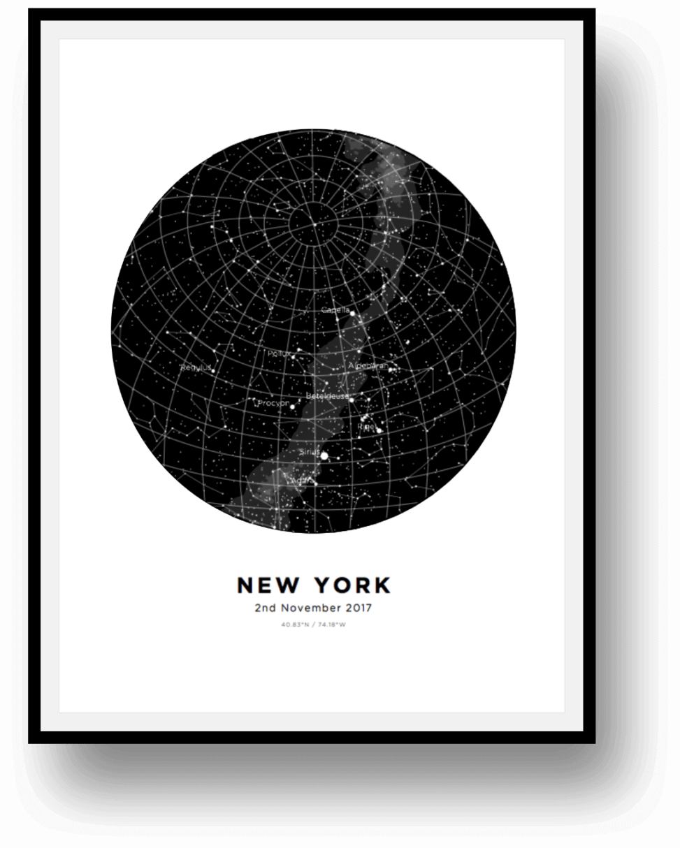 Framed Map Of Constellations - Create Your Own Sky (973x1214), Png Download