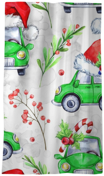 Watercolor Seamless Pattern With Cartoon Holidays Cars, - Towel (400x400), Png Download