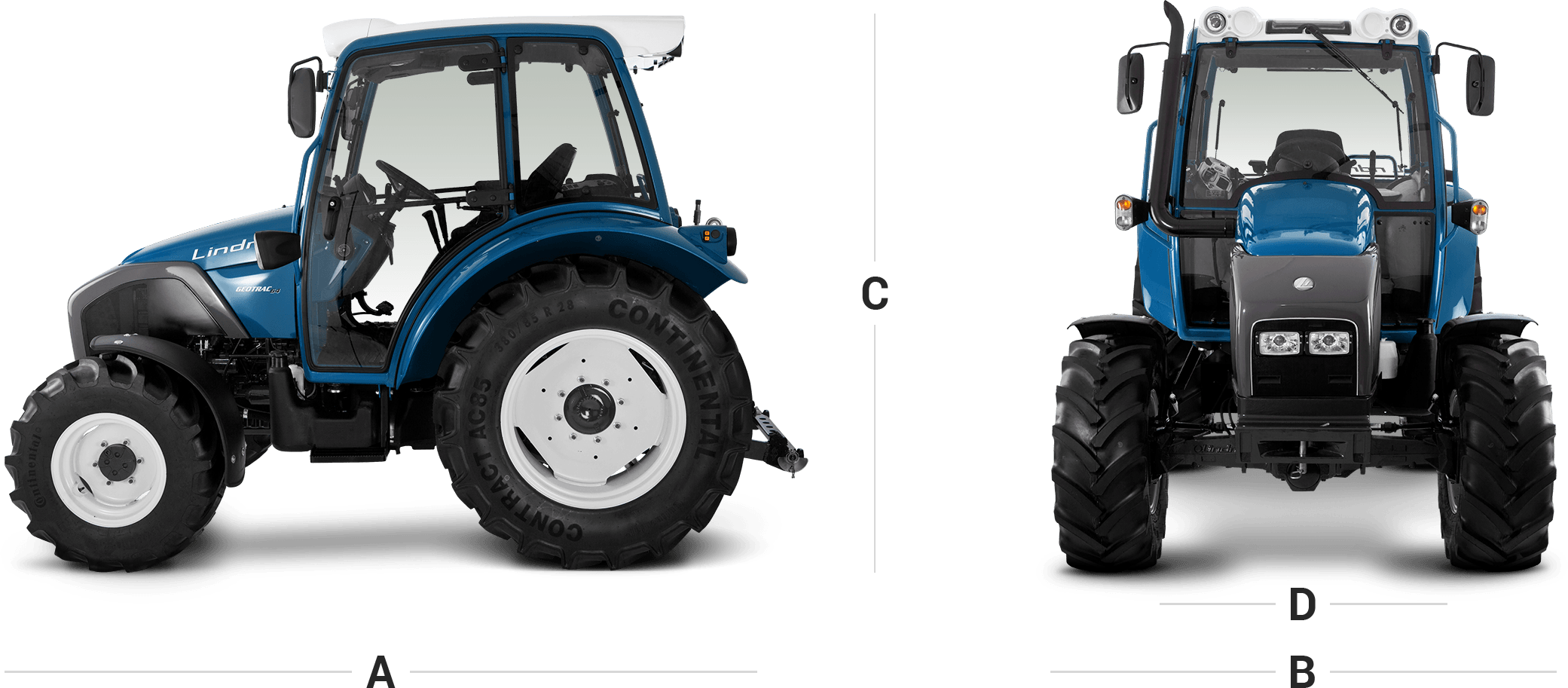 Abmessungen Geotrac Tractor, Agriculture, Tractors - Lindner Geotrac In Blau (2081x913), Png Download