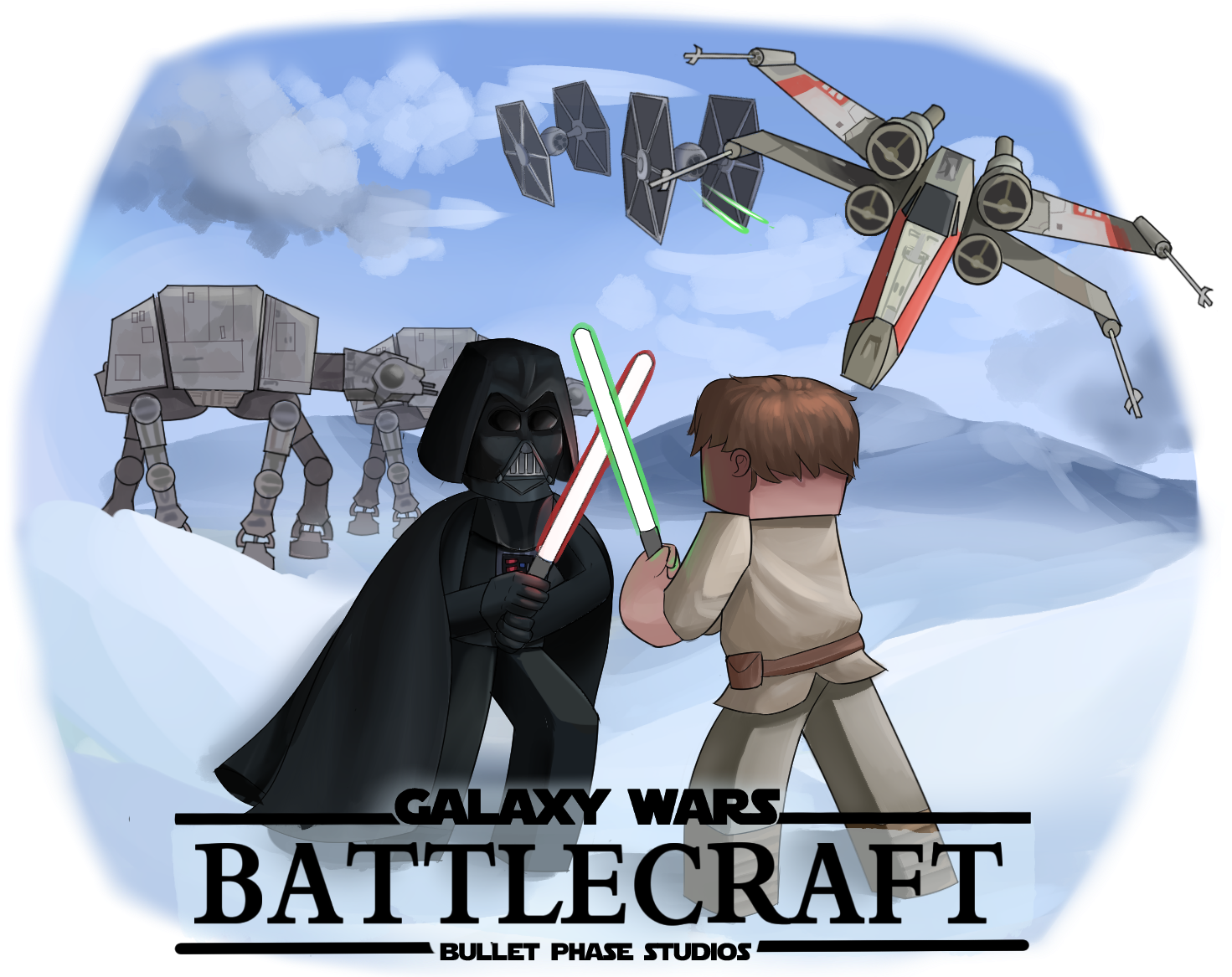 Galaxy Wars - Star Wars Minecraft Cartoon (1482x1166), Png Download