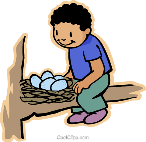 Boy With Bird Nest, Bird Eggs Royalty Free Vector Clip - Nest With Boy Clipart Png (480x468), Png Download